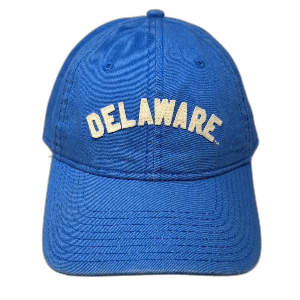 The Game Delaware Baseball Cap Blue One Size Arched Felt Lettering Slideback Hat